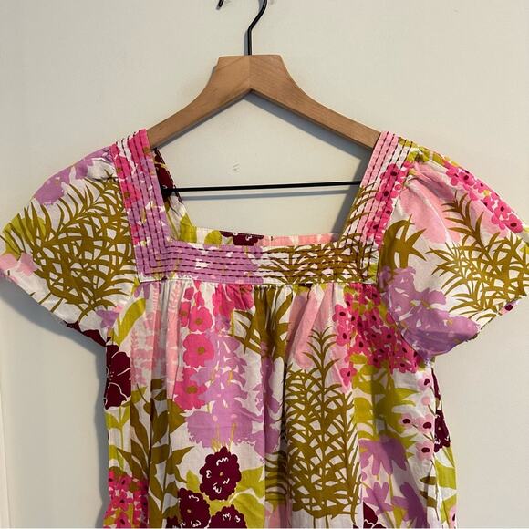 Tuckernuck Pink Chicken Floral Cotton Botanical Mini Dress Small - Picture 10 of 10